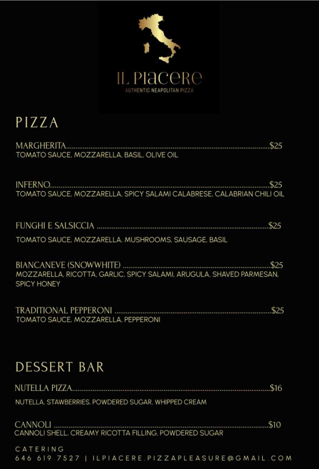 Il Piacere Neapolitan Pizza Special Menu at Biergarten's New Year's Eve Party