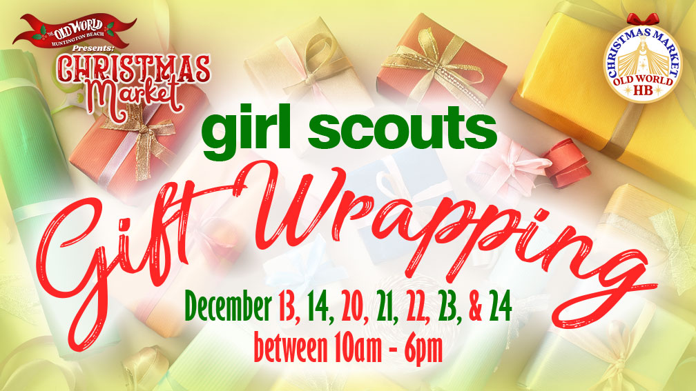 Girl Scouts Gift Wrapping at Old World Christmas Market in Huntington Beach