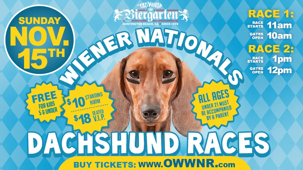 Wiener Dog Race on November 15, 2026 at Old World Biergarten Huntington Beach