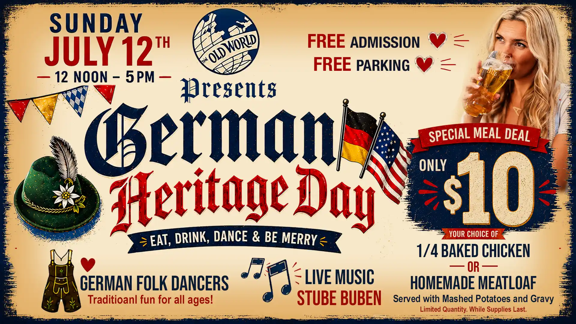 German Heritage Day July 12, 2026 at Old World Biergarten