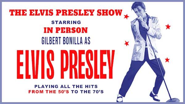 Gilbert Bonilla performing as Elvis Presley tribute at Old World Huntington Beach