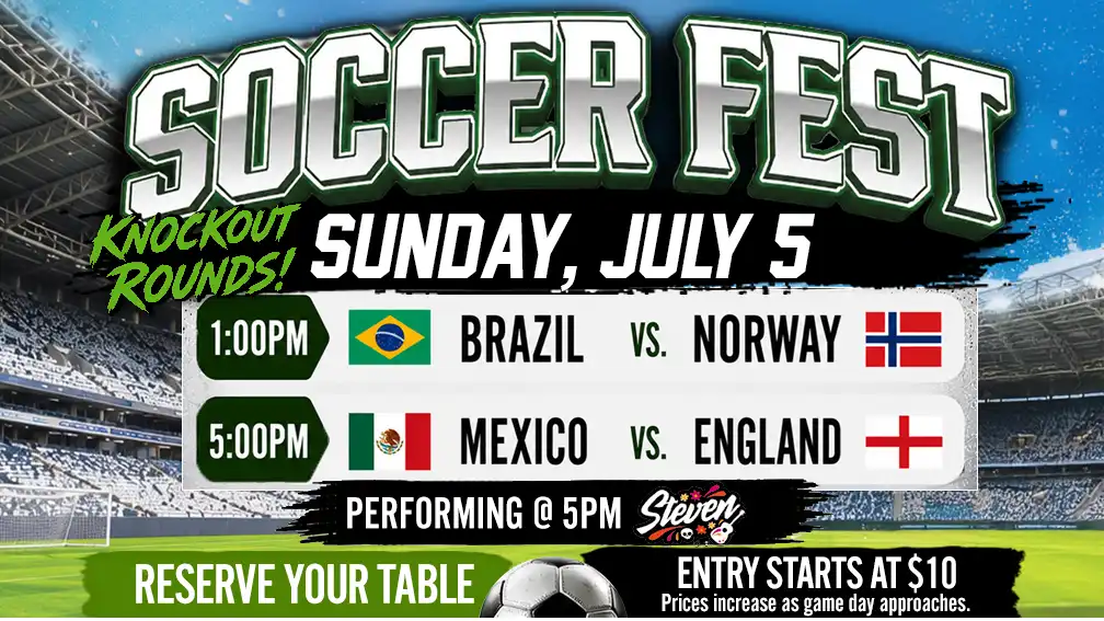 Soccer Fest Brazil vs Norway and Mexico vs England on July 5, 2026 Watch Party at Old World Biergarten