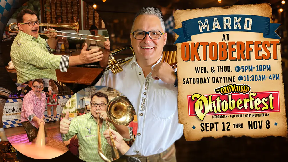 Marko (One Man Band) Returns to Old World Oktoberfest Sept. 9 through Nov. 8, 2026