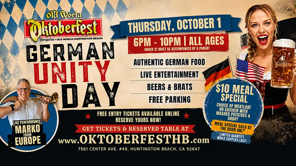 2026 German Unity Day on October 1 at Old World Biergarten Huntington Beach